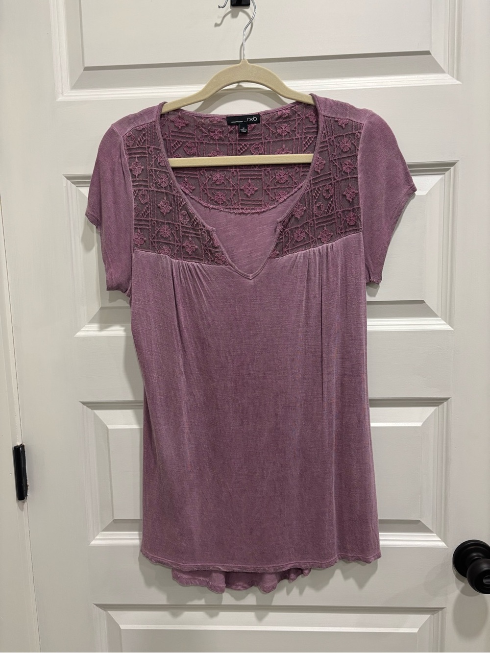 RXB Crochet Yoke Short Sleeve Tee